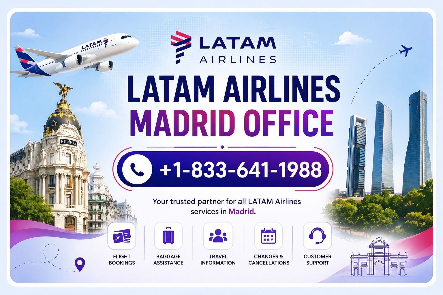 +1-833-641-1988 Latam Airlines Madrid Office