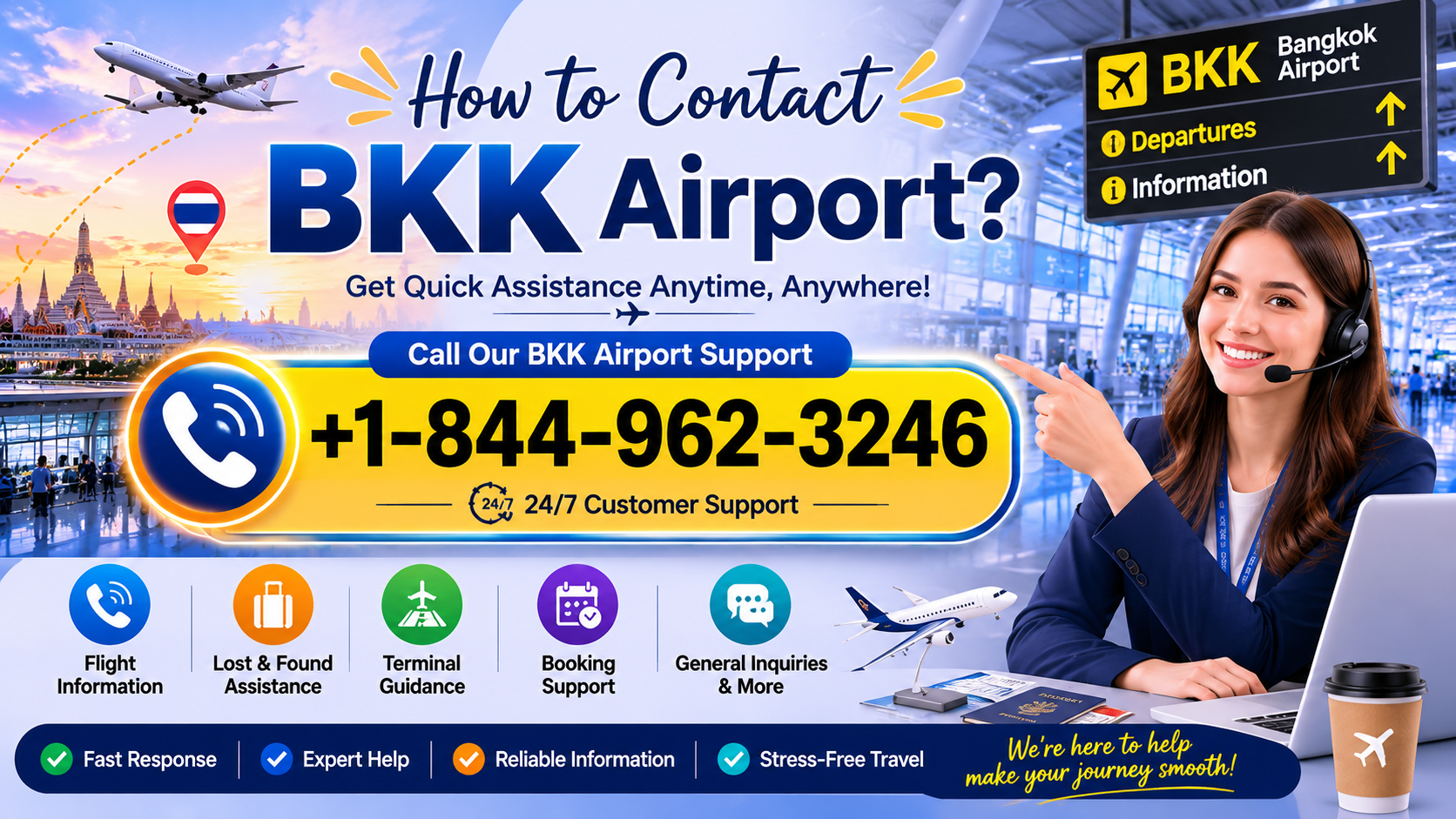 +1-844-962-3246 How to Contact BKK Airport?